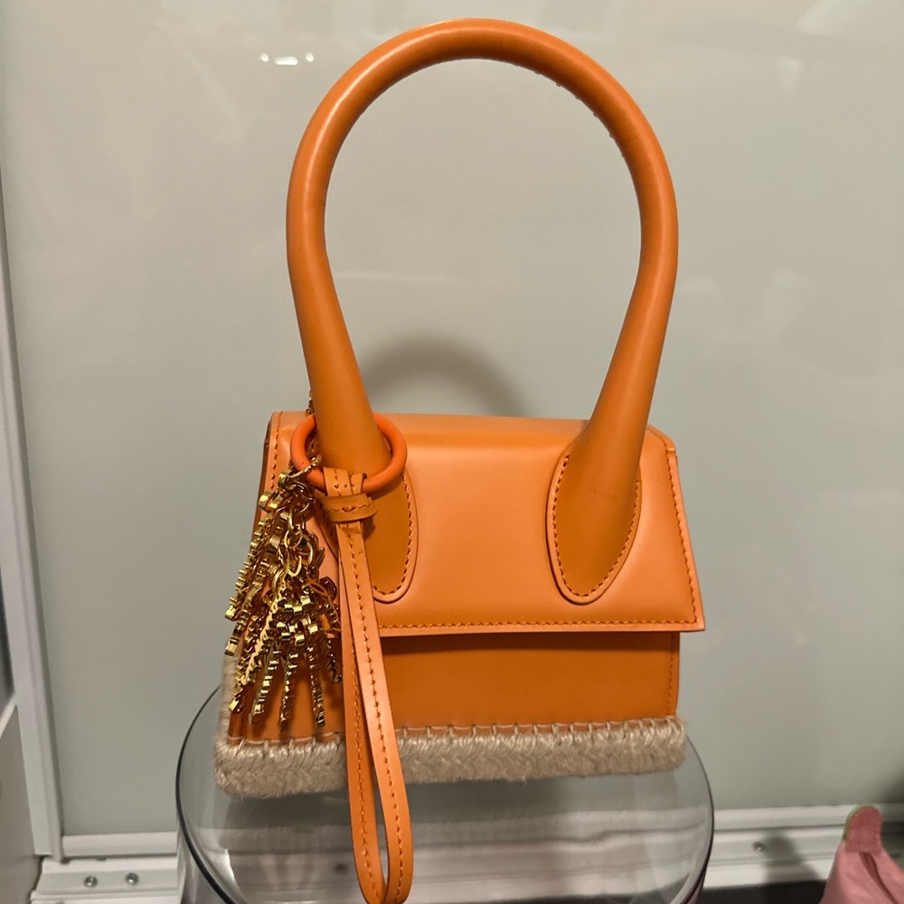 Jacquemus Orange Mini Bag with Gold Details